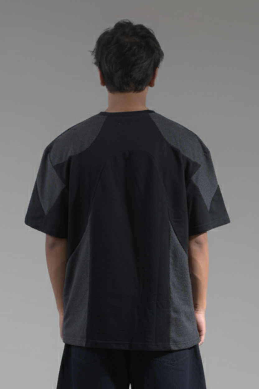 The "MIRAE" Paneled Heavyweight Male Tee (Shadow Black & Dark Grey)