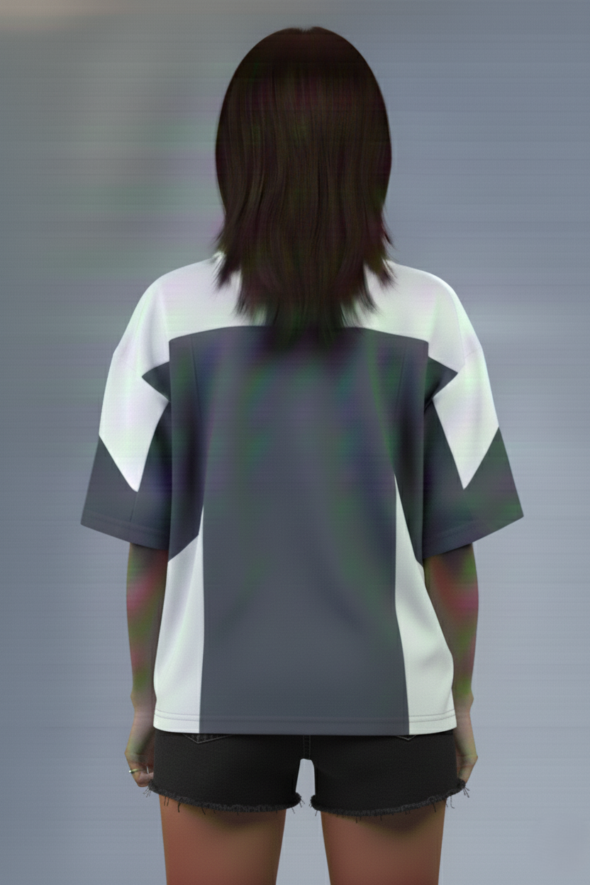 The "MIRAE" Paneled Heavyweight Female Tee (Storm Grey & Off-White)