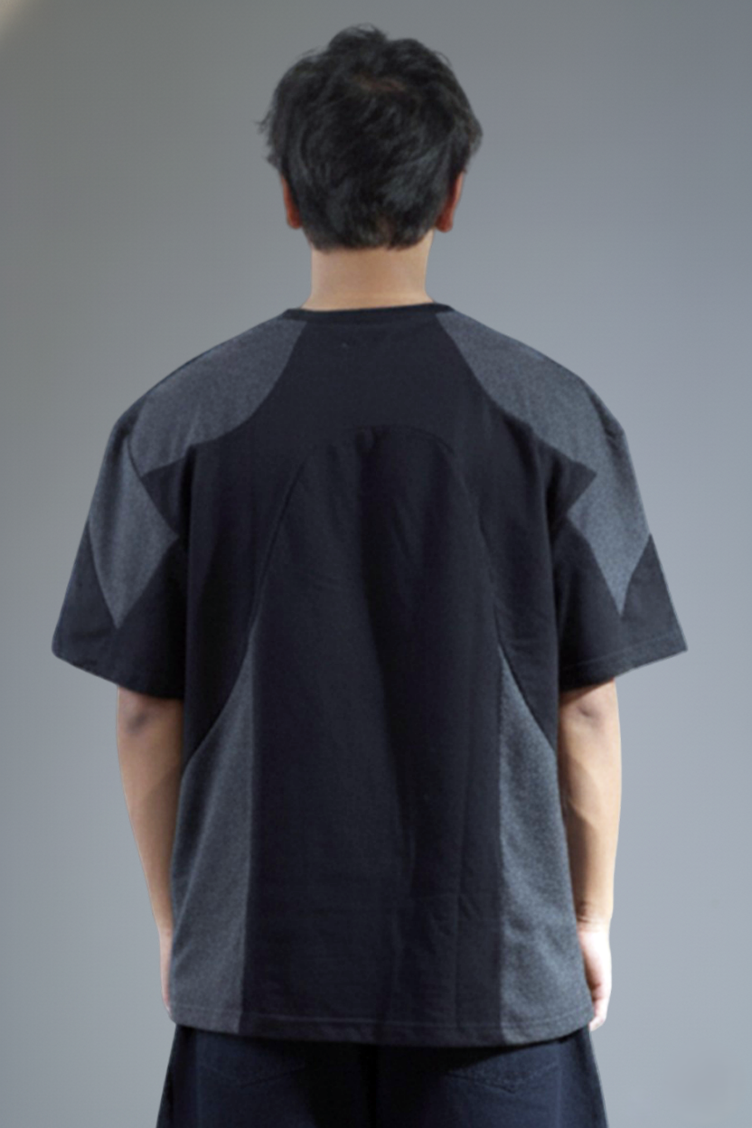The "MIRAE" Paneled Heavyweight Male Tee (Shadow Black & Dark Grey)