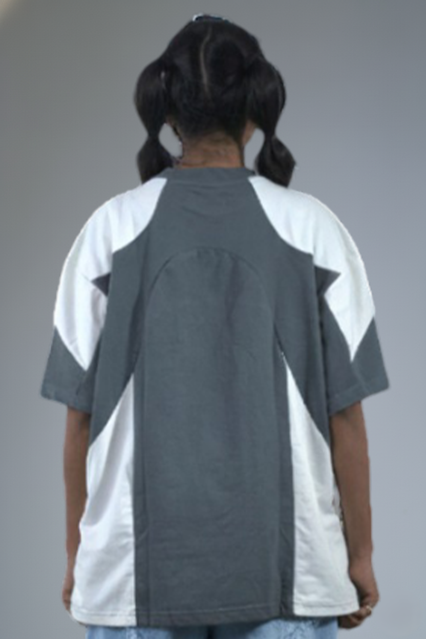 The "MIRAE" Paneled Heavyweight Female Tee (Storm Grey & Off-White)